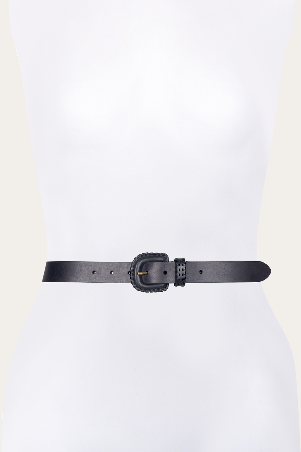 Frye 30mm Black Leather Belt With Covered Buckle Black