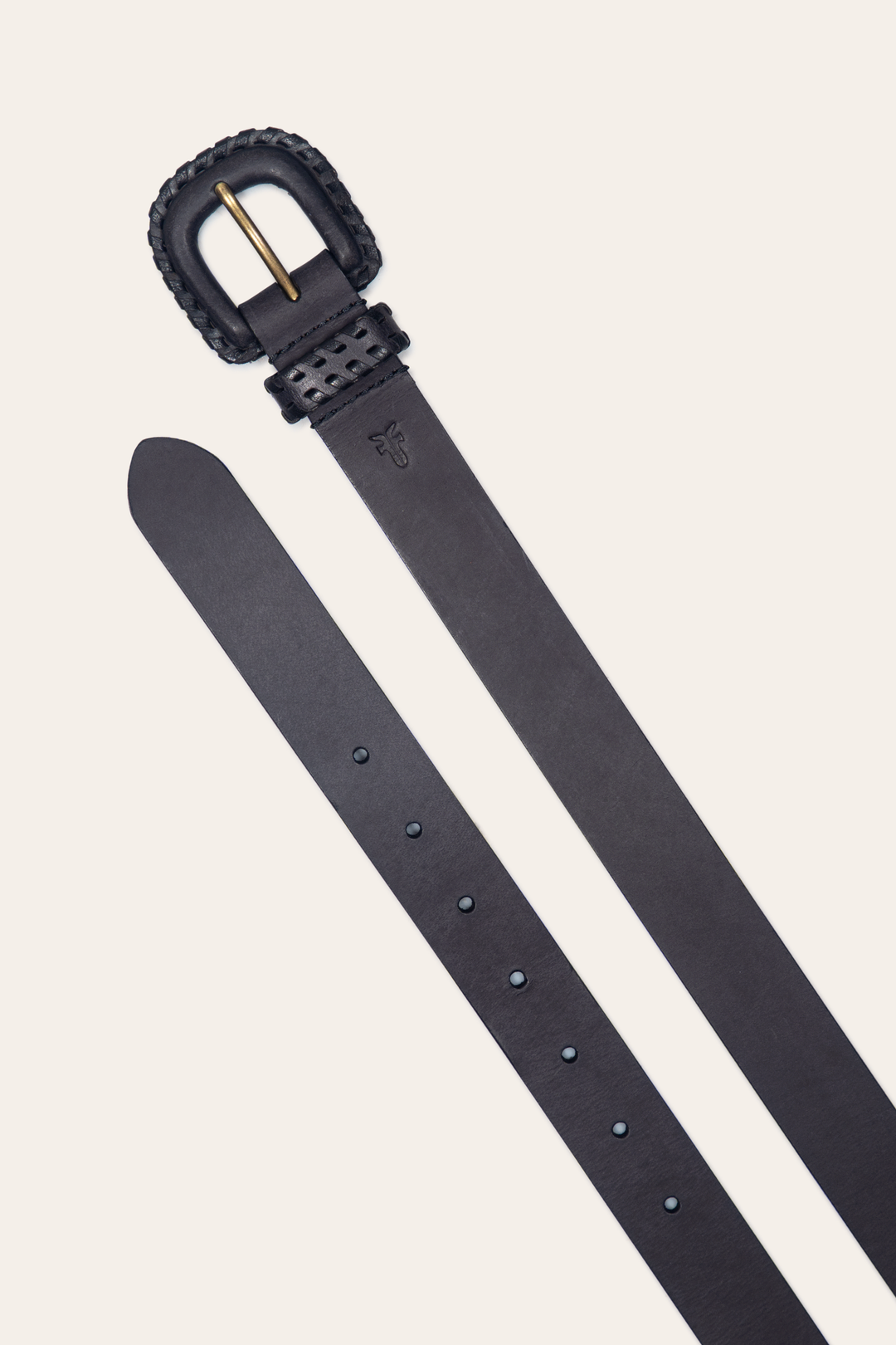 Frye 30mm Black Leather Belt With Covered Buckle Black