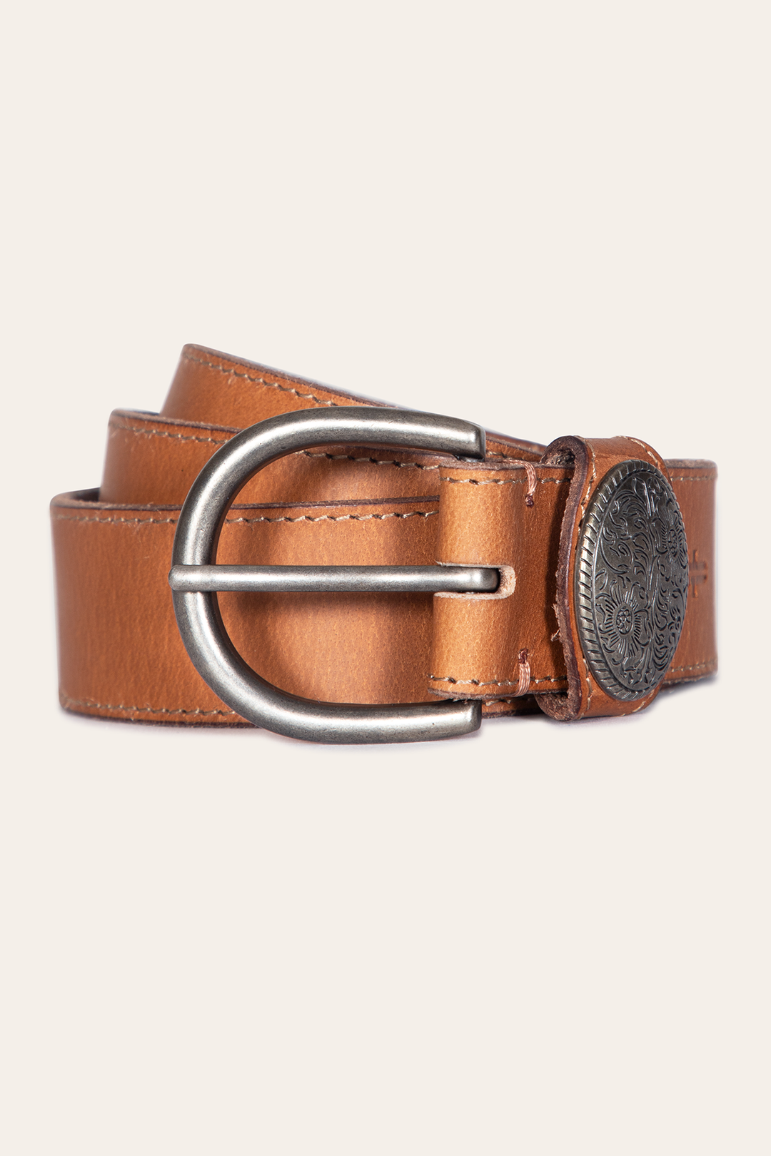 Frye Women’s Beige 35mm Belt With Concho On Loop Beige