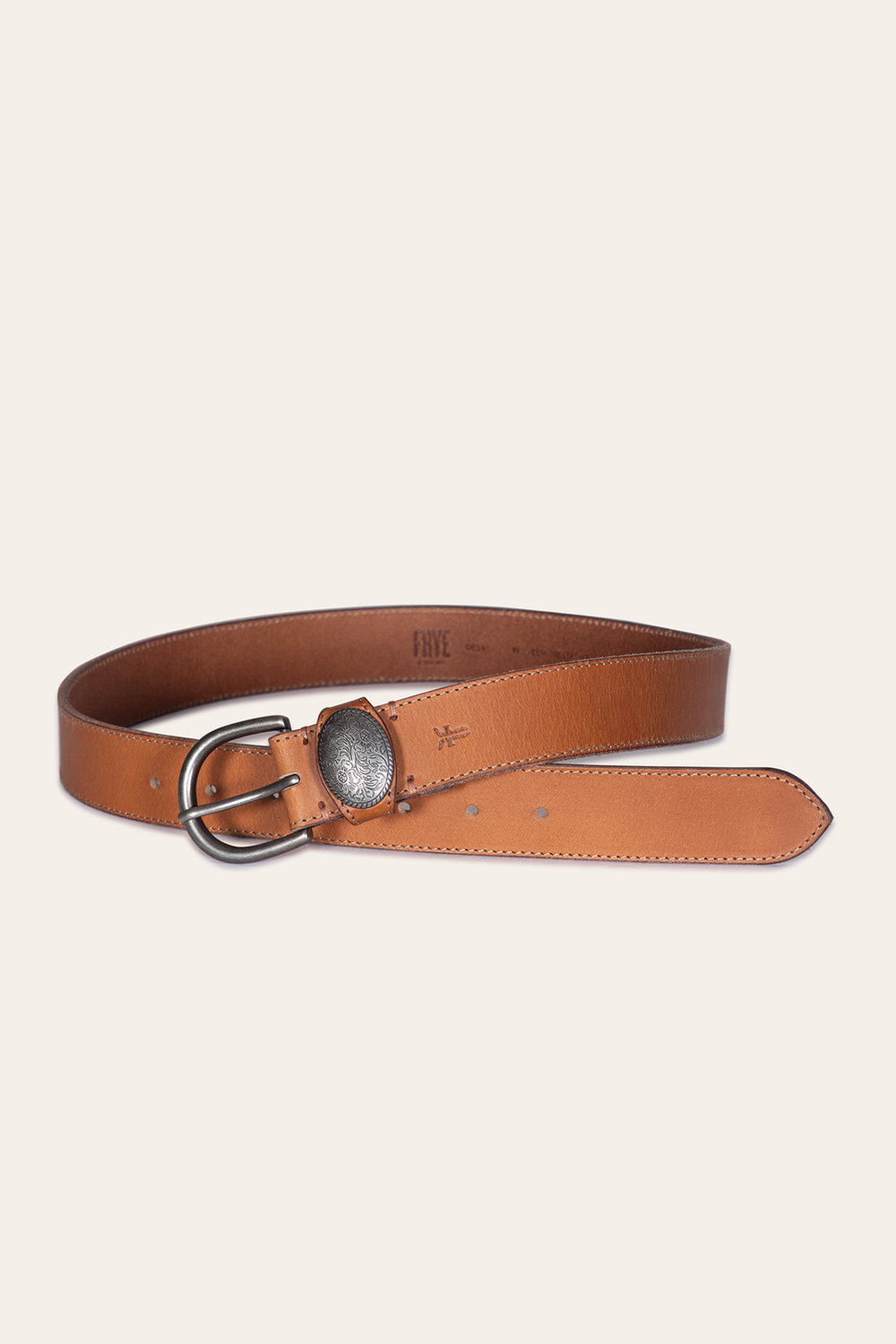 Frye Women’s Beige 35mm Belt With Concho On Loop Beige