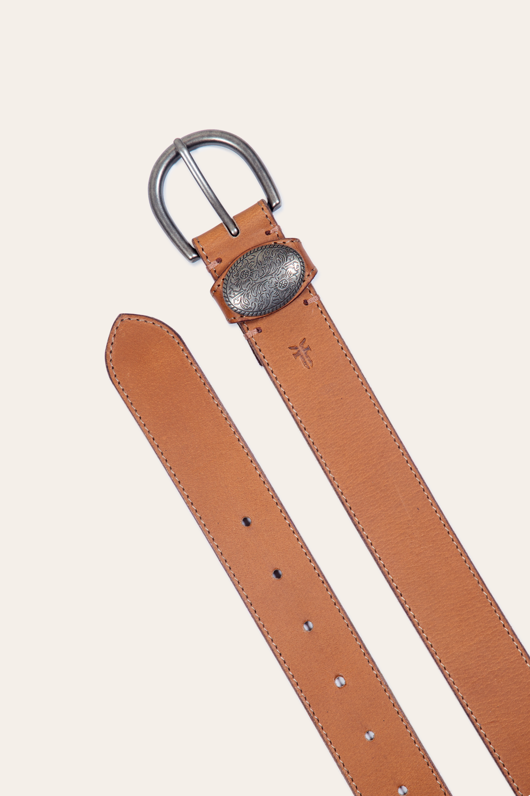 Frye Women’s Beige 35mm Belt With Concho On Loop Beige