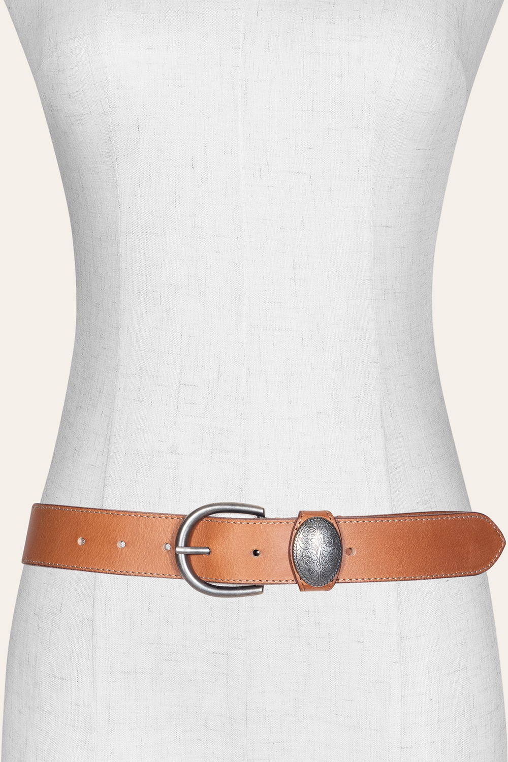 Frye Women’s Beige 35mm Belt With Concho On Loop Beige