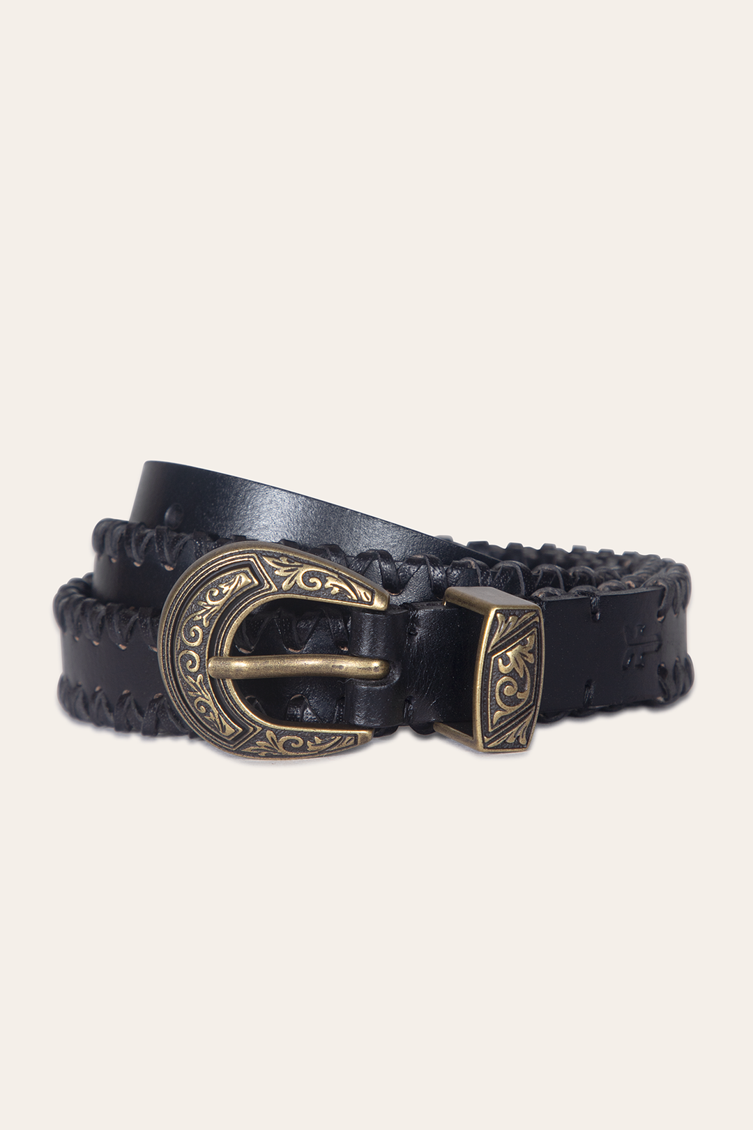 Frye 20mm Black Leather Belt With 3-Piece Buckle Set Black