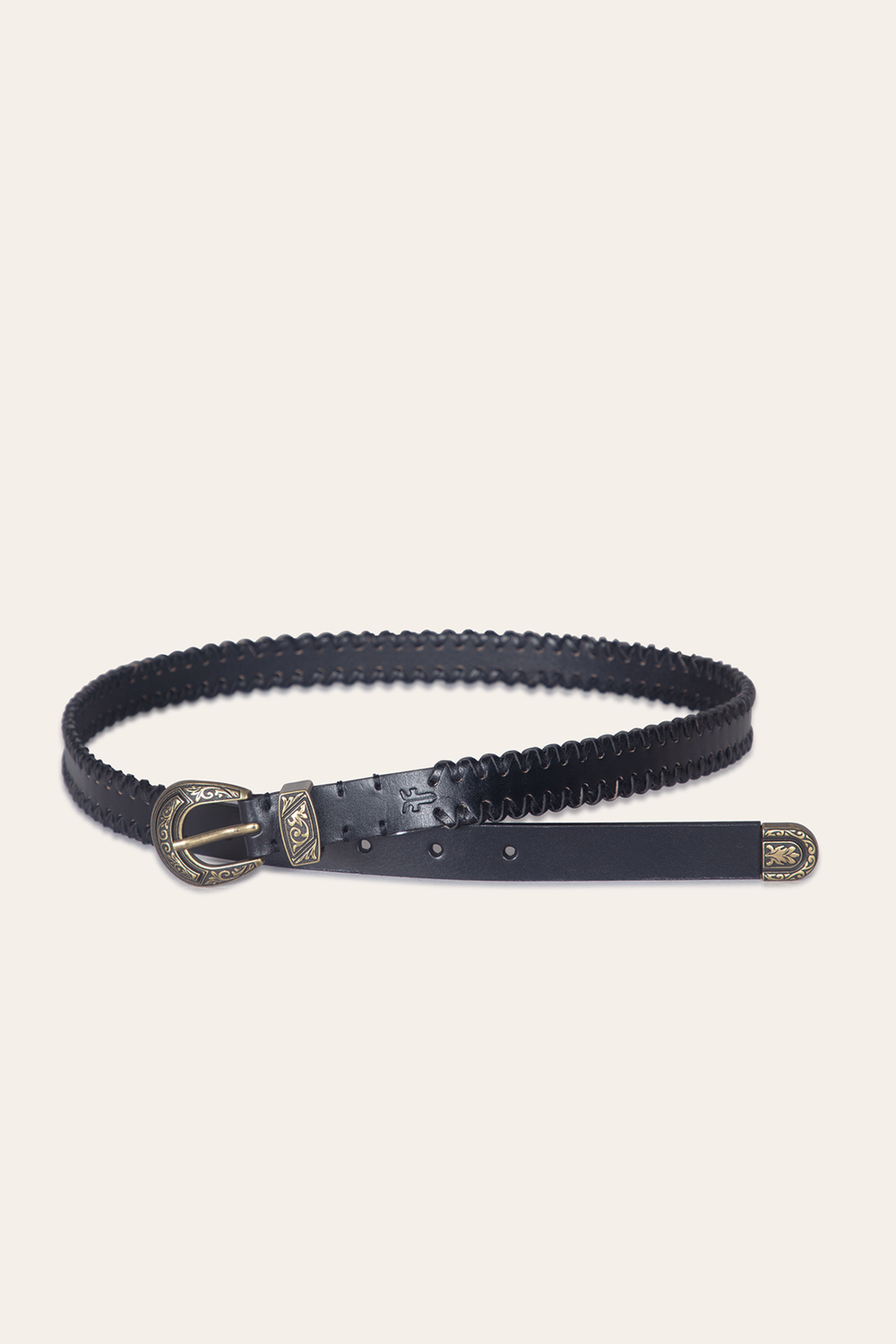Frye 20mm Black Leather Belt With 3-Piece Buckle Set Black