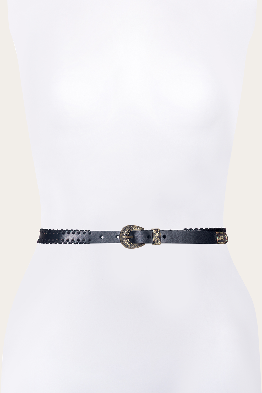 Frye 20mm Black Leather Belt With 3-Piece Buckle Set Black