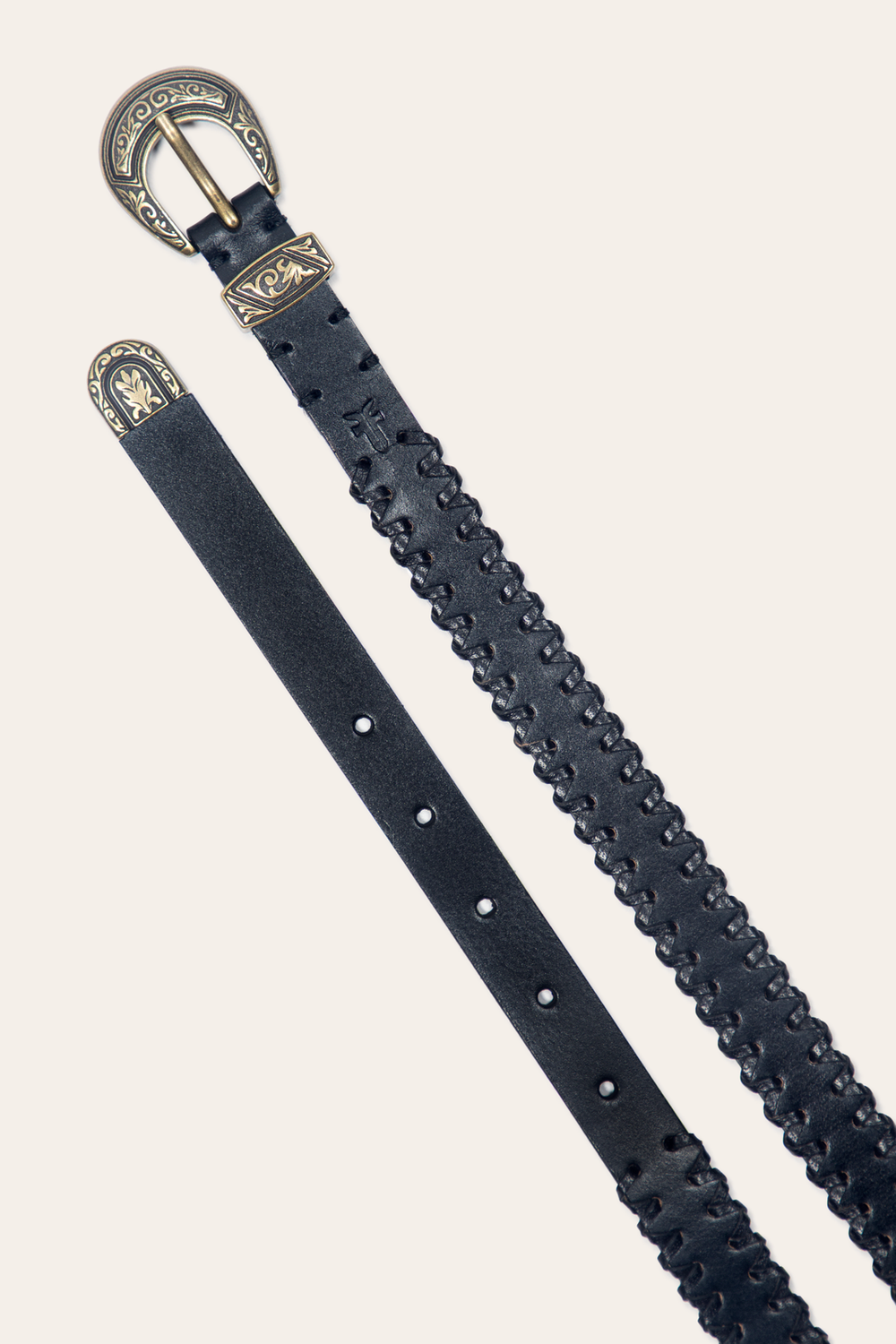 Frye 20mm Black Leather Belt With 3-Piece Buckle Set Black