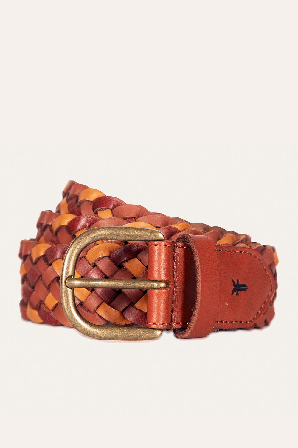 Frye 35mm Tonal Woven Leather Belt in Tan Tan