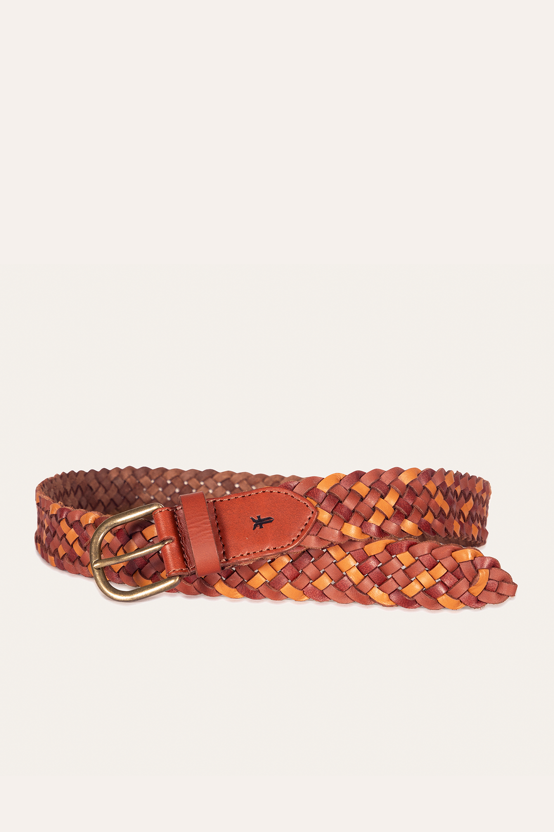 Frye 35mm Tonal Woven Leather Belt in Tan Tan