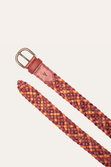 Frye 35mm Tonal Woven Leather Belt in Tan Tan