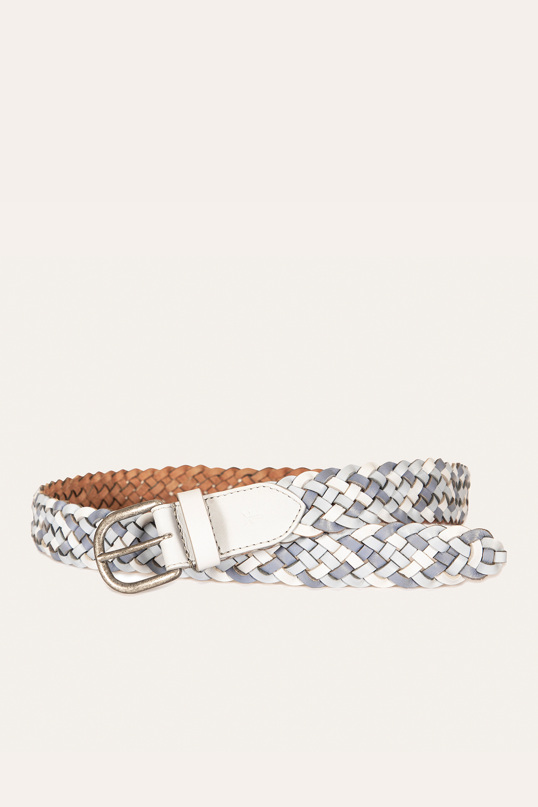 Frye 35mm Washed Denim Woven Leather Belt Washed Denim