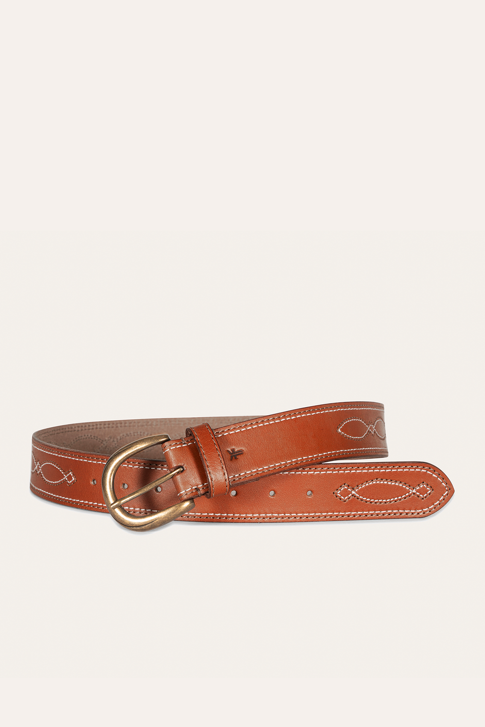 Frye 40mm Tan Belt With 2-Tone Stitch Tan
