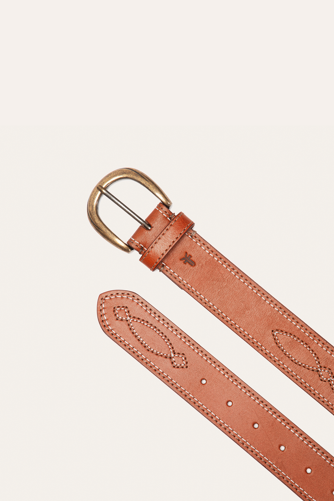 Frye 40mm Tan Belt With 2-Tone Stitch Tan