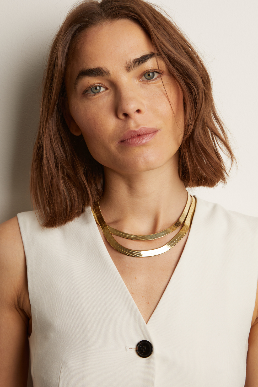 Frye Women’s Extra Bold Herringbone Necklace | Aurate x The Frye Company Yellow Vermeil