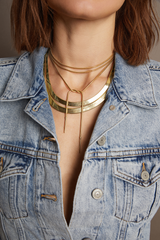 Frye Women’s Bold Herringbone Necklace | Aurate x The Frye Company Yellow Vermeil
