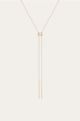 Frye Women’s Lab Grown White Sapphire Bolo Necklace | Aurate x The Frye Company Yellow Vermeil