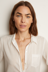 Frye Women’s Lab Grown White Sapphire Bolo Necklace | Aurate x The Frye Company Yellow Vermeil