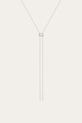 Frye Women’s Lab Grown White Sapphire Bolo Necklace | Aurate x The Frye Company Sterling Silver