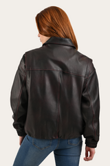 Frye Black Cherry Harper Oversized Bomber Black Cherry