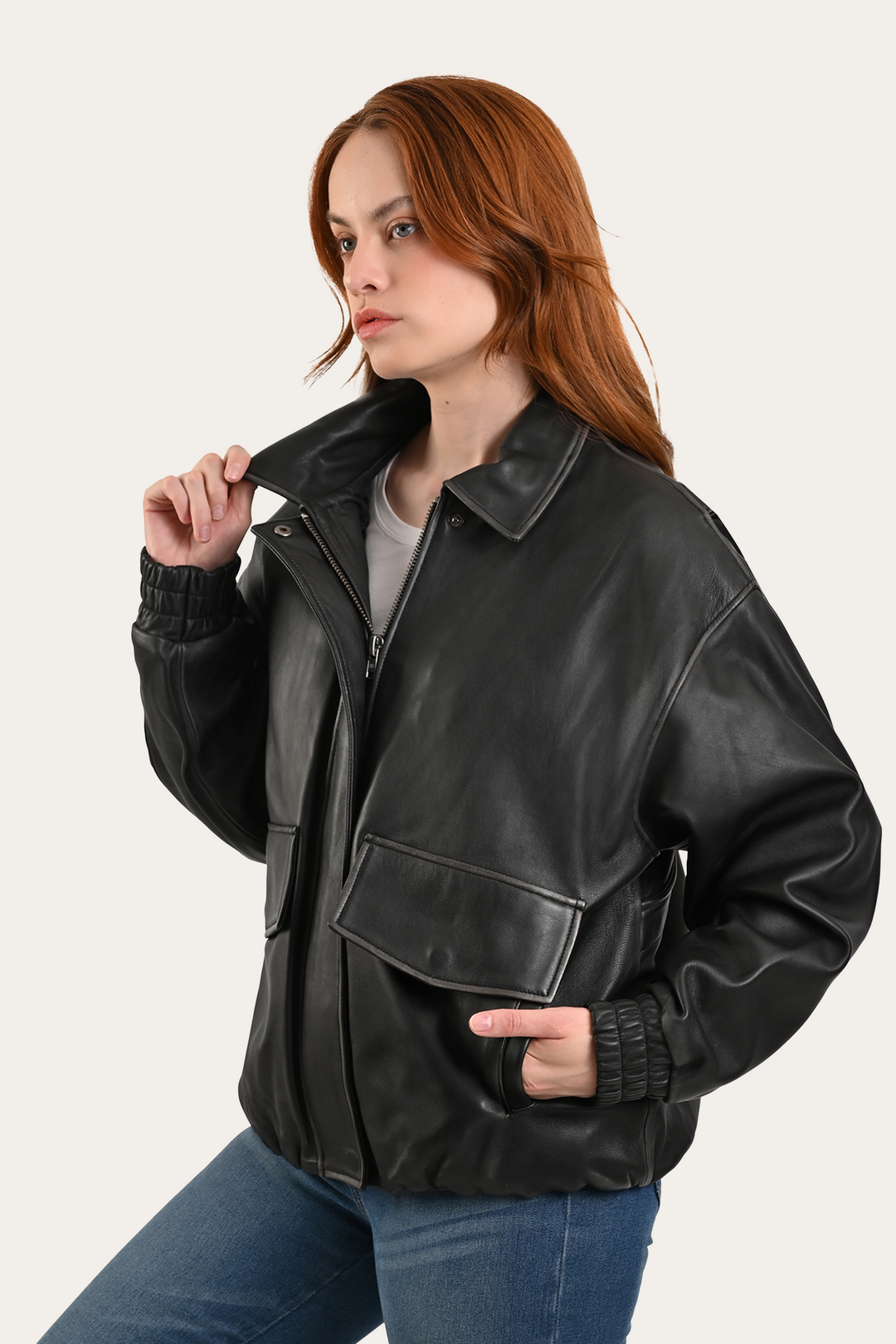 Frye Black Harper Oversized Bomber Black