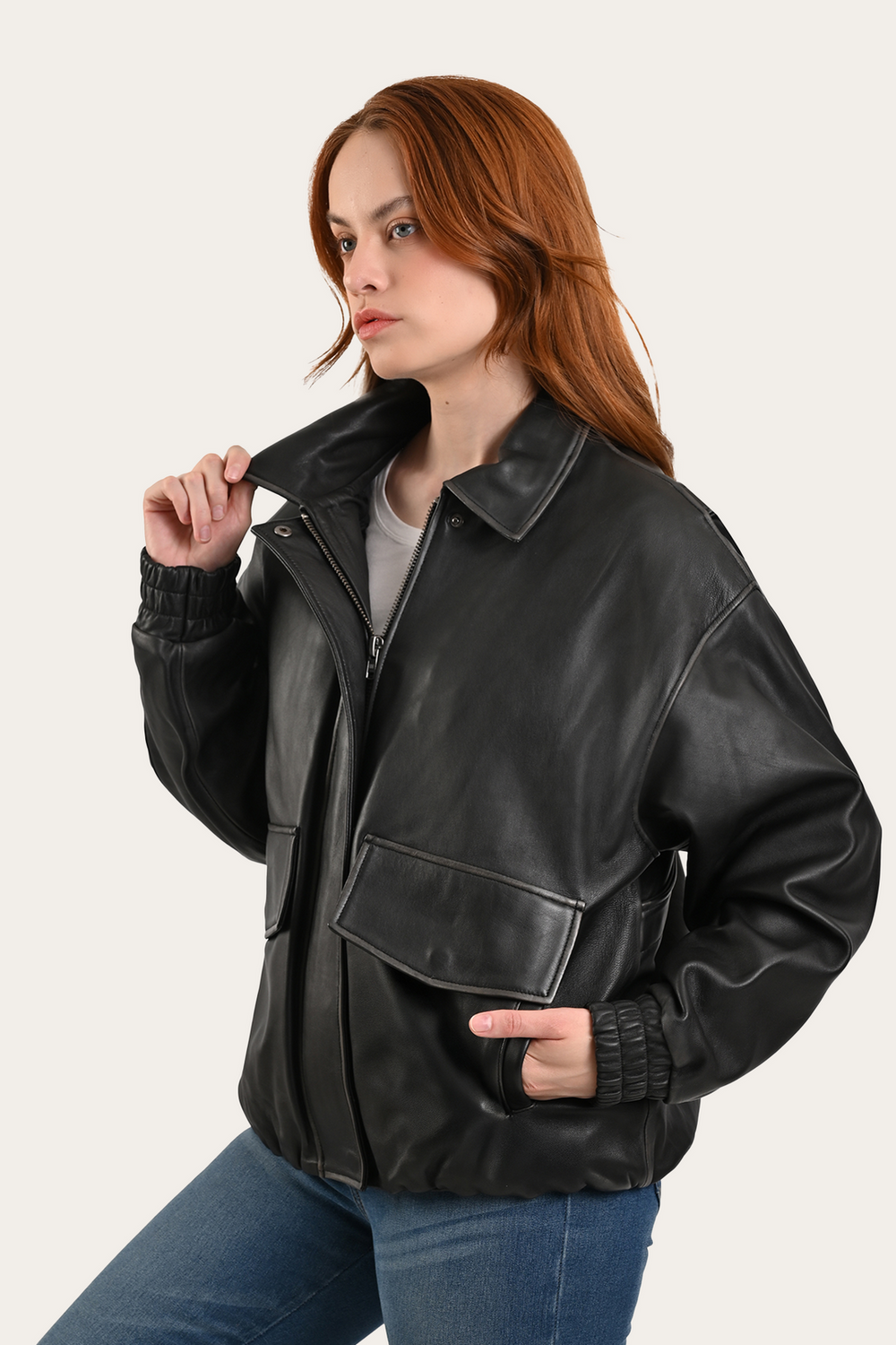 Frye Black Harper Oversized Bomber Black