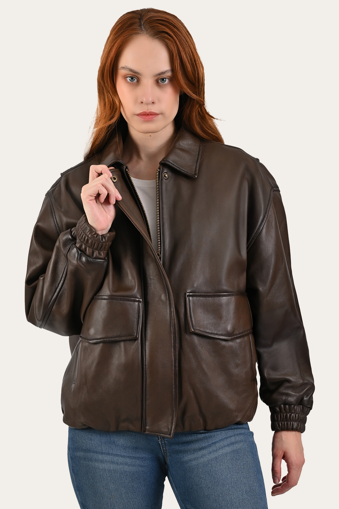 Frye Tobacco Harper Oversized Bomber Tobacco