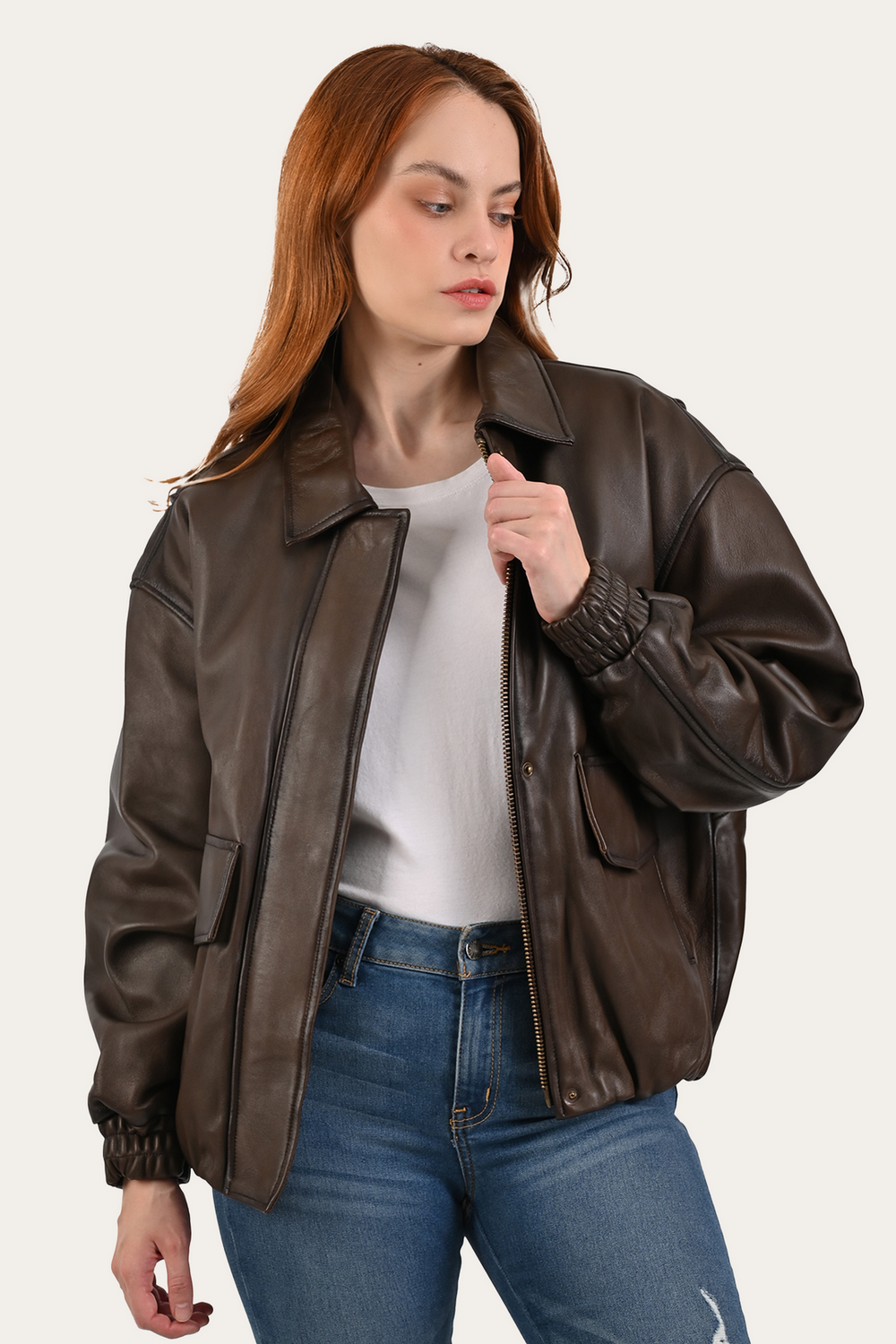Frye Tobacco Harper Oversized Bomber Tobacco