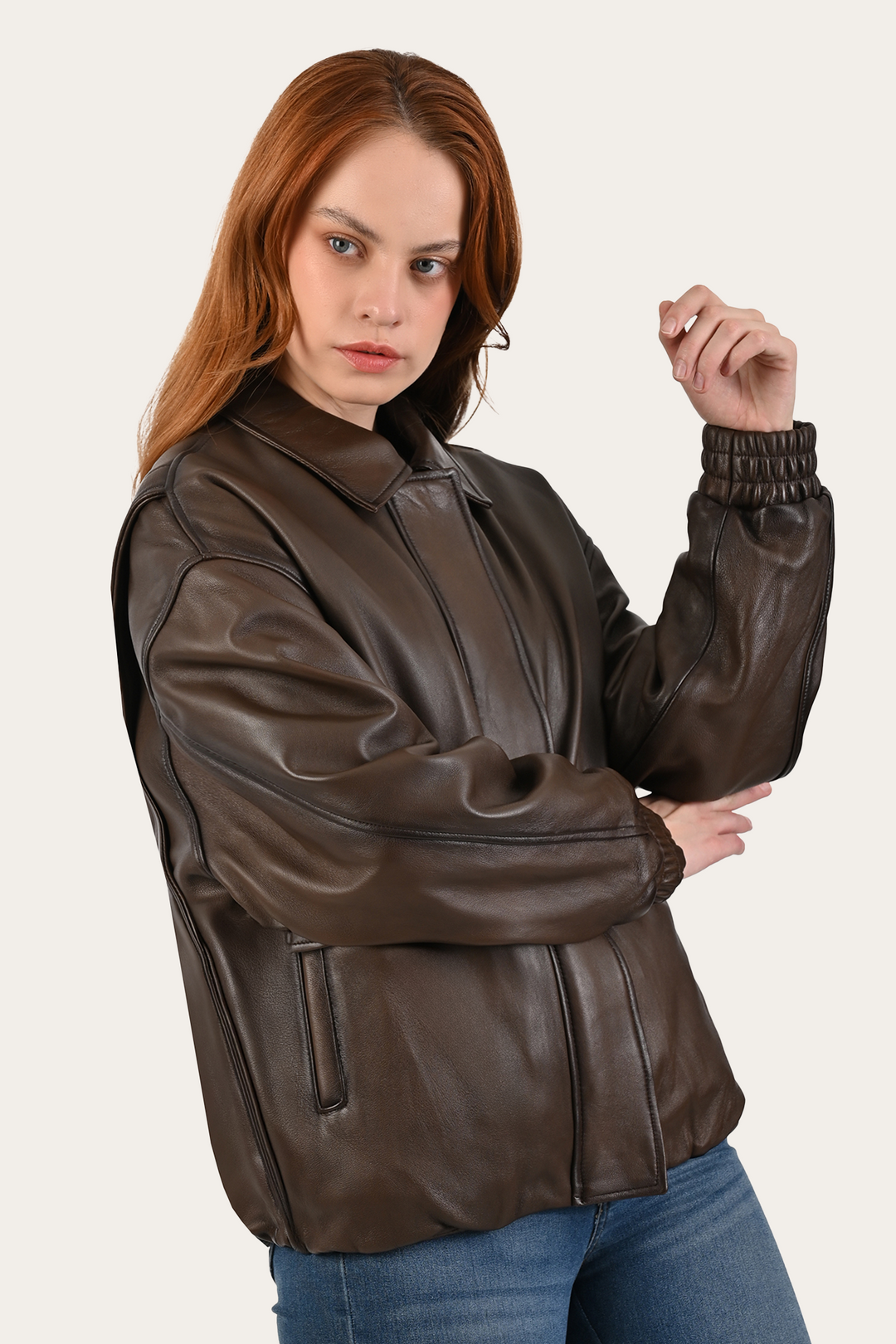 Frye Tobacco Harper Oversized Bomber Tobacco