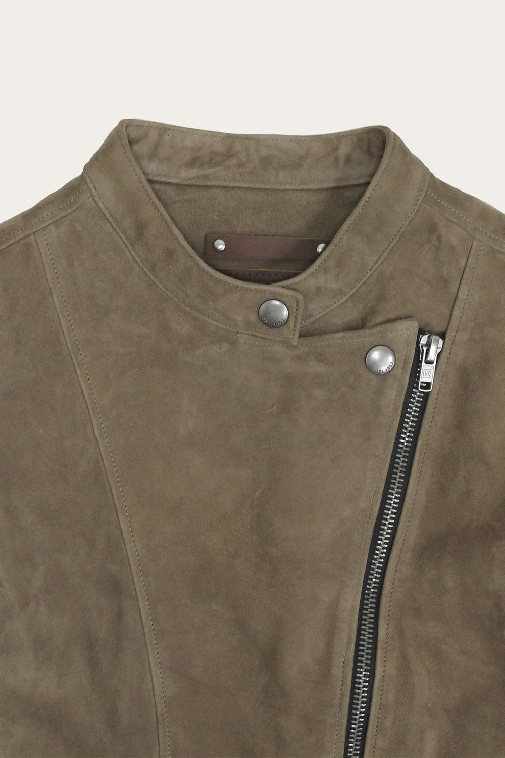 Frye Women’s Taupe Jace Hybrid Biker Racer Suede Jacket Taupe