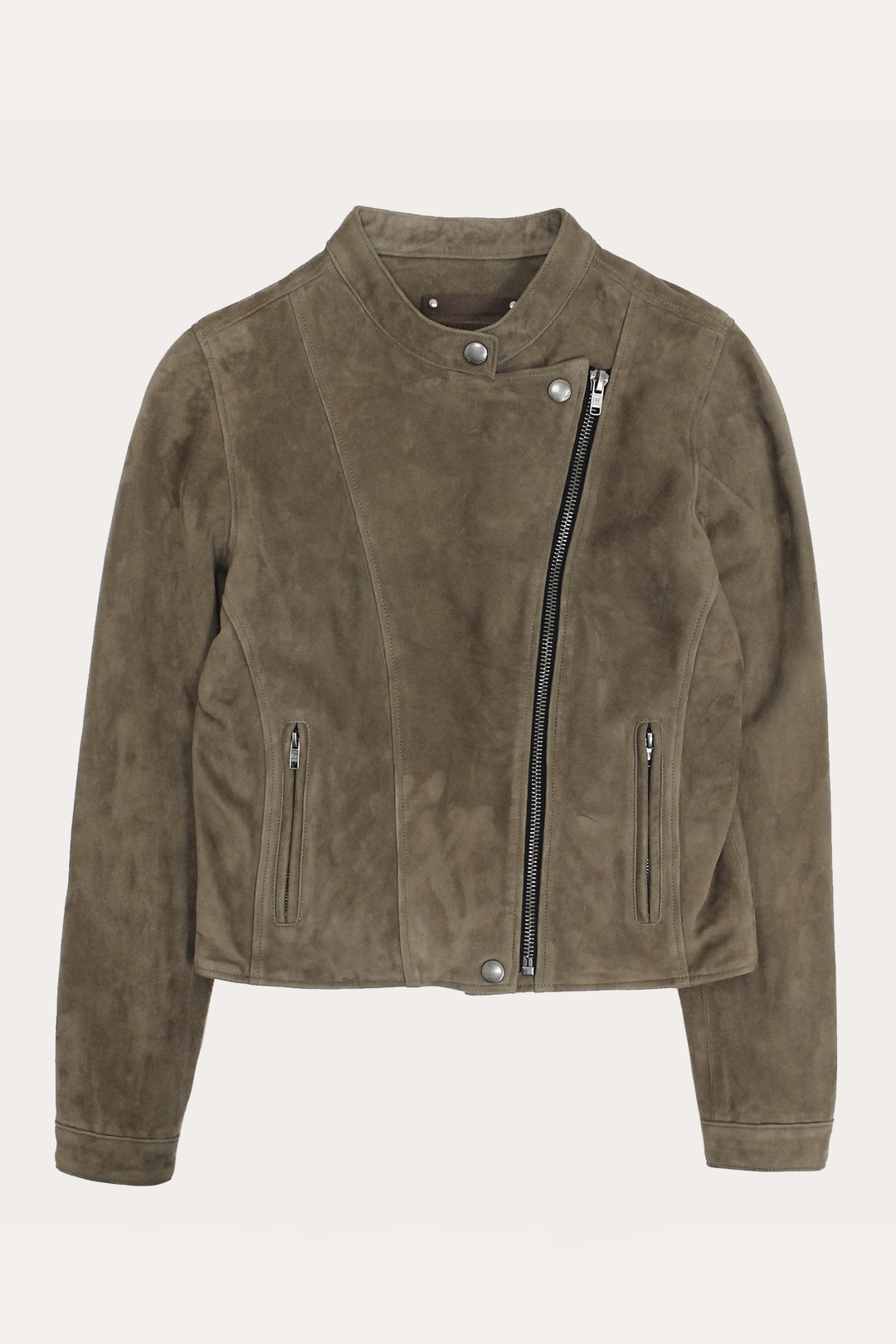 Frye Women’s Taupe Jace Hybrid Biker Racer Suede Jacket Taupe