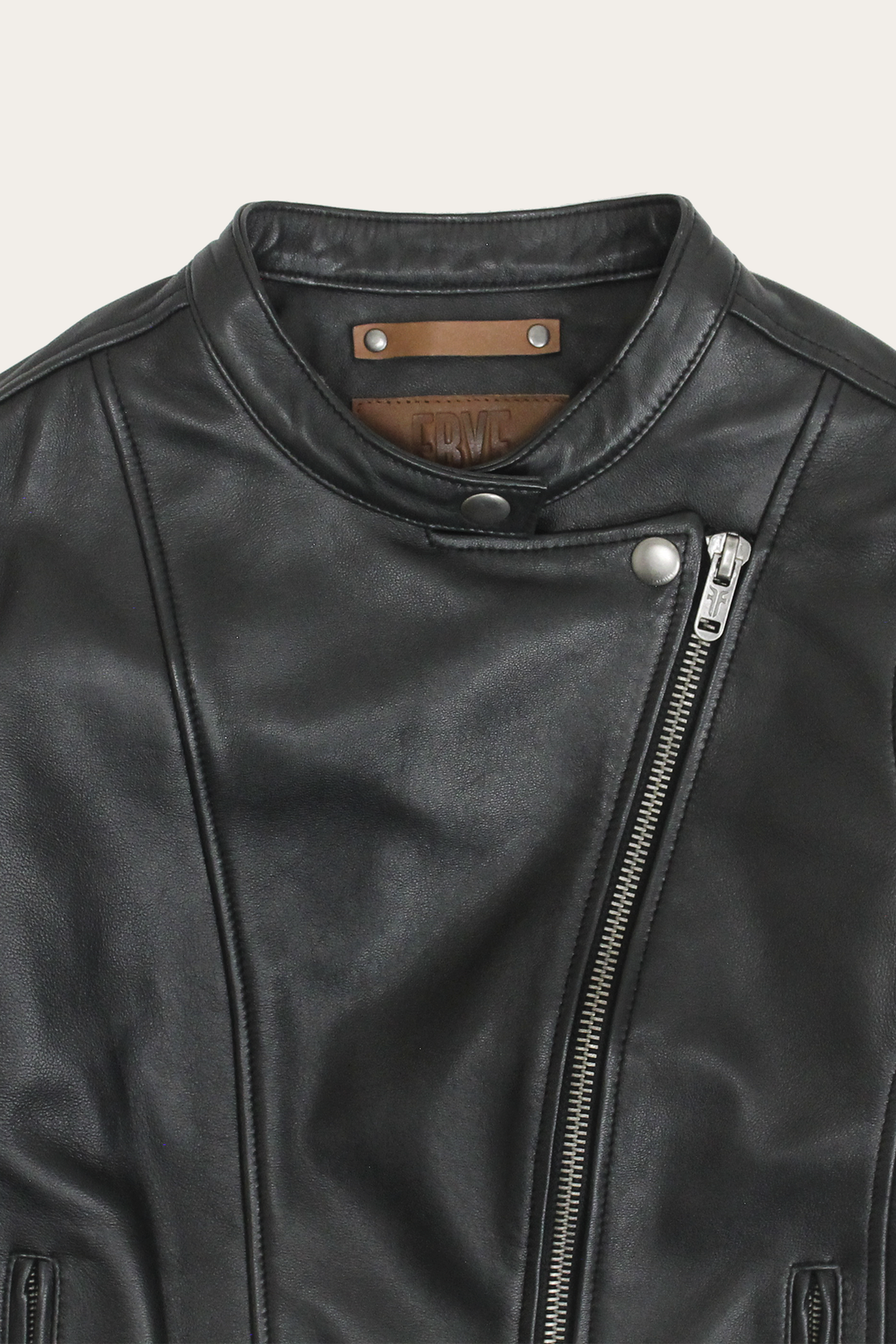 Frye Women’s Black Heathe Leather Racer Jacket Black