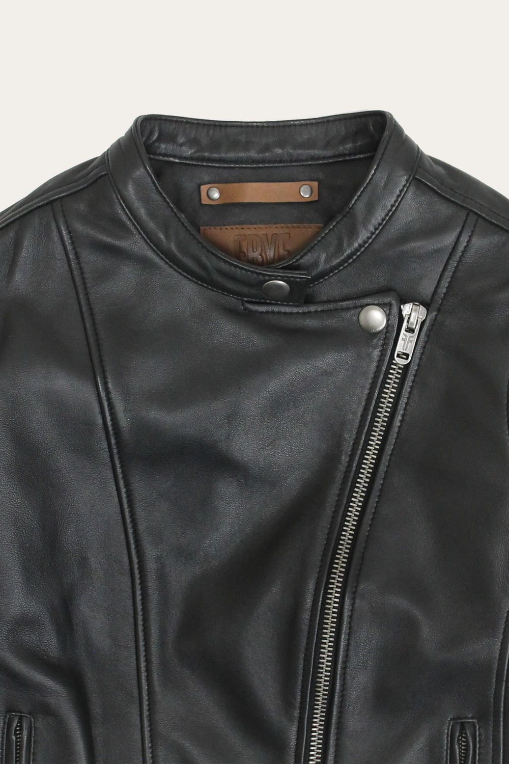 Frye Women’s Black Heathe Leather Racer Jacket Black