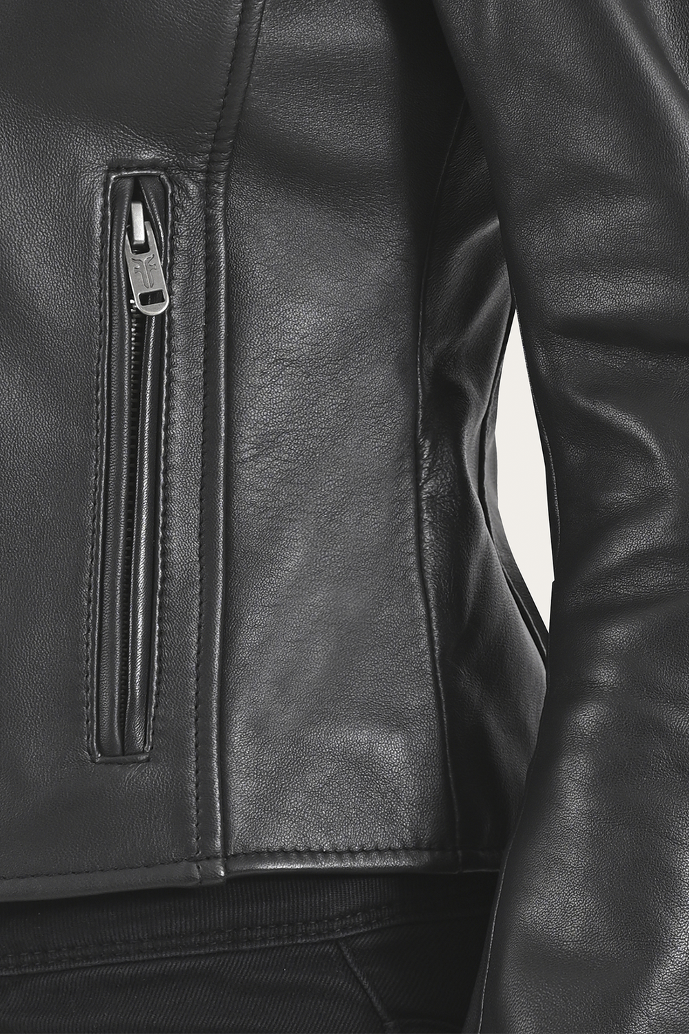 Frye Women’s Black Heathe Leather Racer Jacket Black