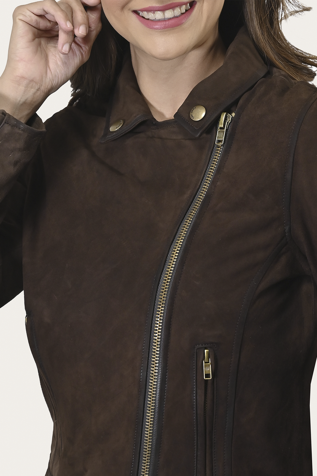 Frye Women’s Dark Brown Clive Elegant Suede Biker Jacket Dark Brown