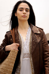 Frye Women’s Tobacco Linc Biker Leather Jacket Tobacco