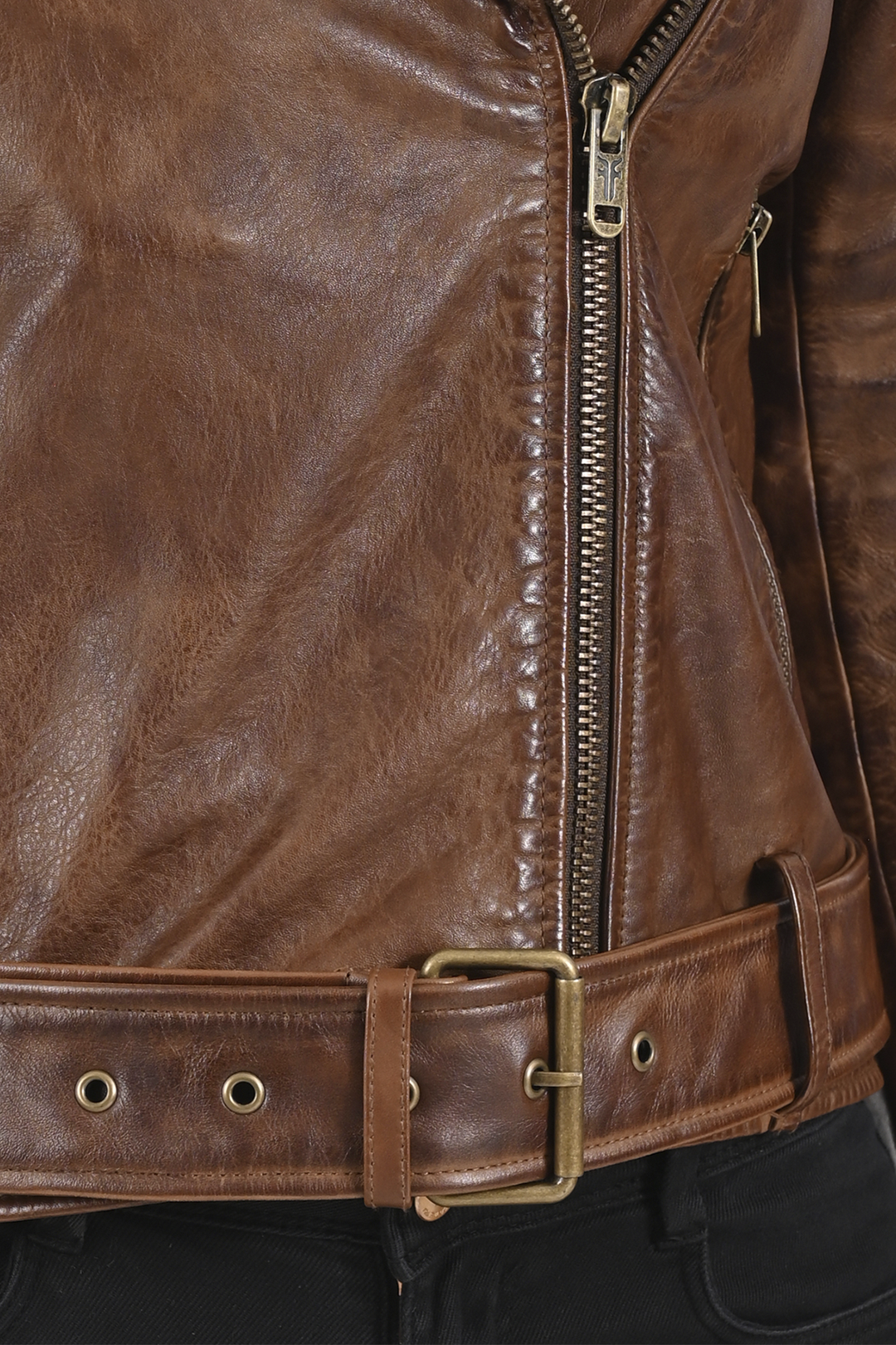 Frye Women’s Tobacco Linc Biker Leather Jacket Tobacco