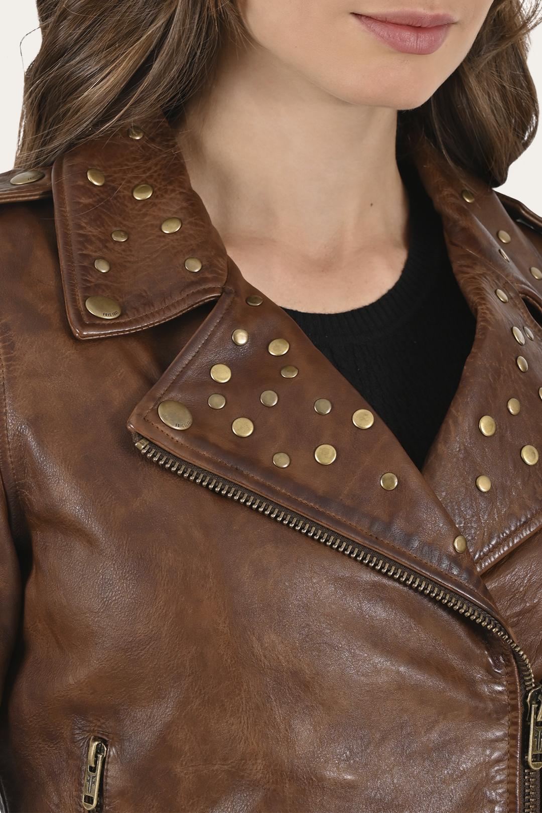 Frye Women’s Tobacco Linc Biker Leather Jacket Tobacco