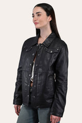Frye Women’s Black Obadiah Leather Shacket Black