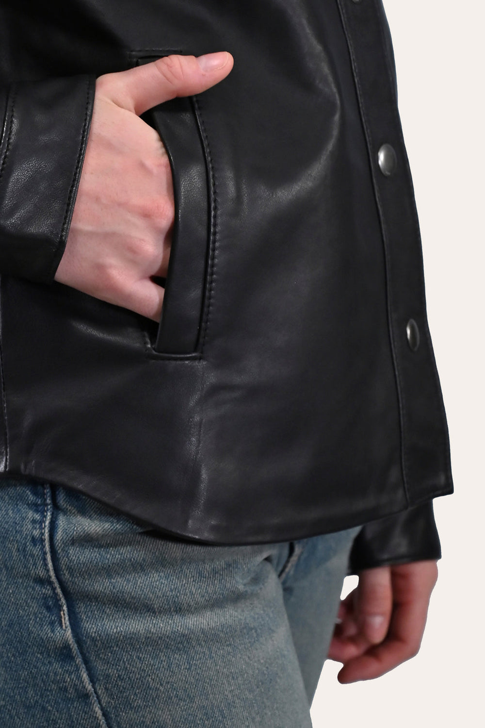 Frye Women’s Black Obadiah Leather Shacket Black