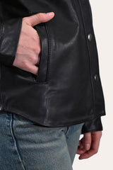Frye Women’s Black Obadiah Leather Shacket Black
