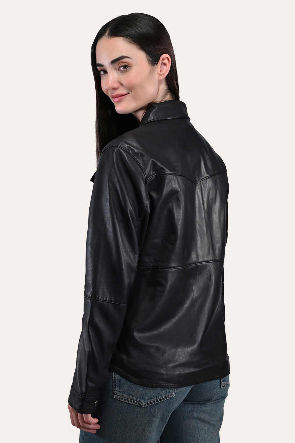 Frye Women’s Black Obadiah Leather Shacket Black