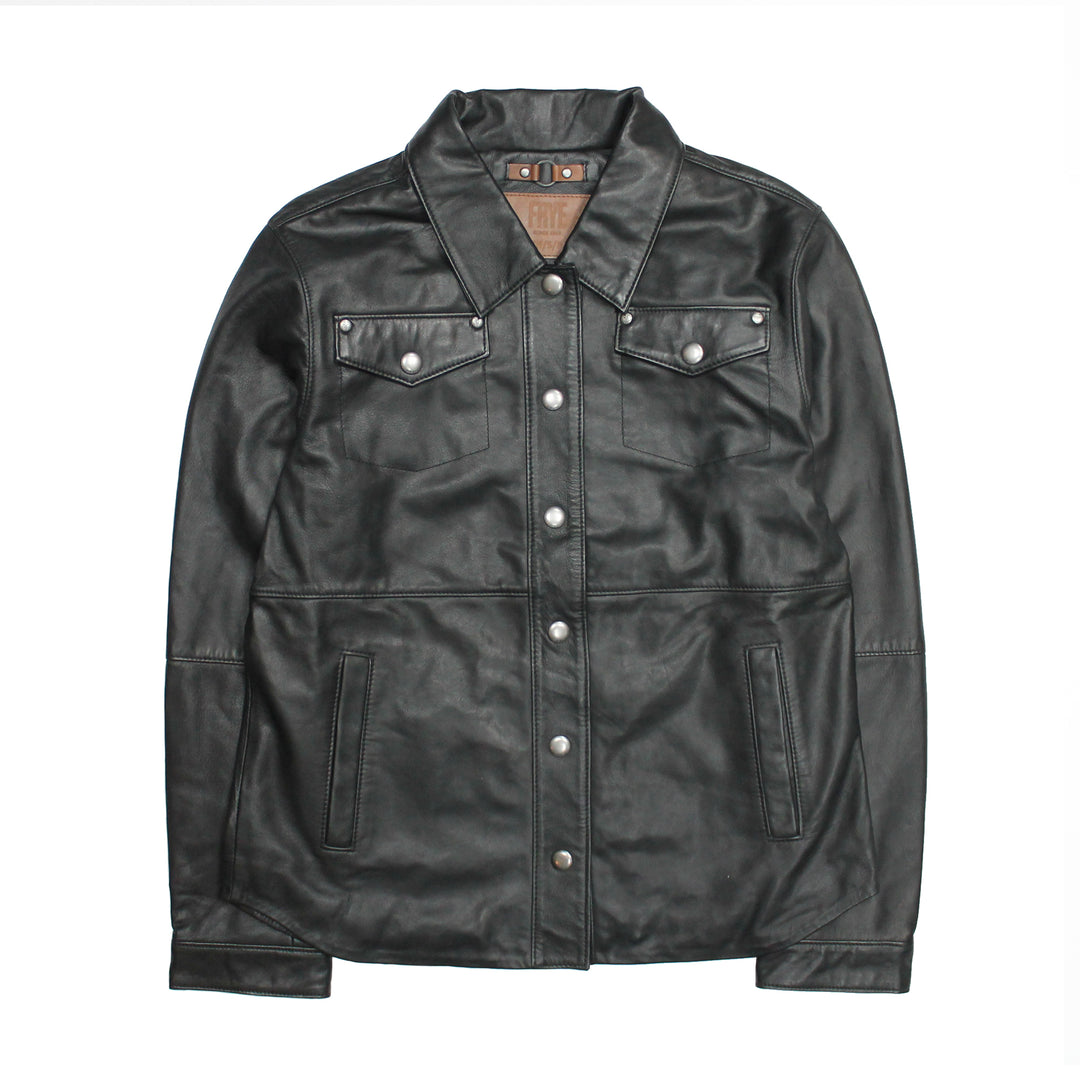 Frye Women’s Black Obadiah Leather Shacket Black