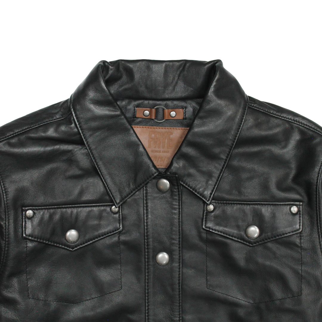 Frye Women’s Black Obadiah Leather Shacket Black