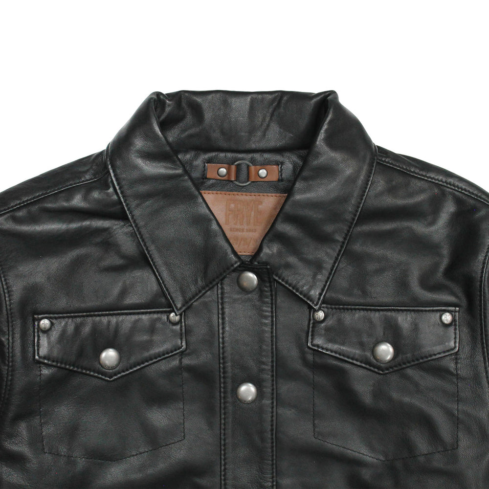 Frye Women’s Black Obadiah Leather Shacket Black