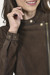 Frye Women’s Dark Brown Cassidy Aged Lamb Leather Biker Jacket Dark Brown