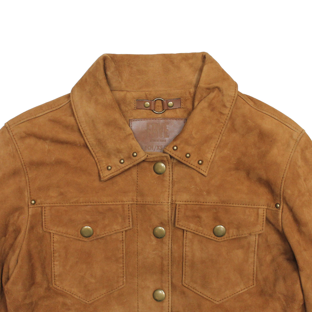 Frye Women’s Medium Brown Nash Fringed Suede Trucker Jacket Medium Brown
