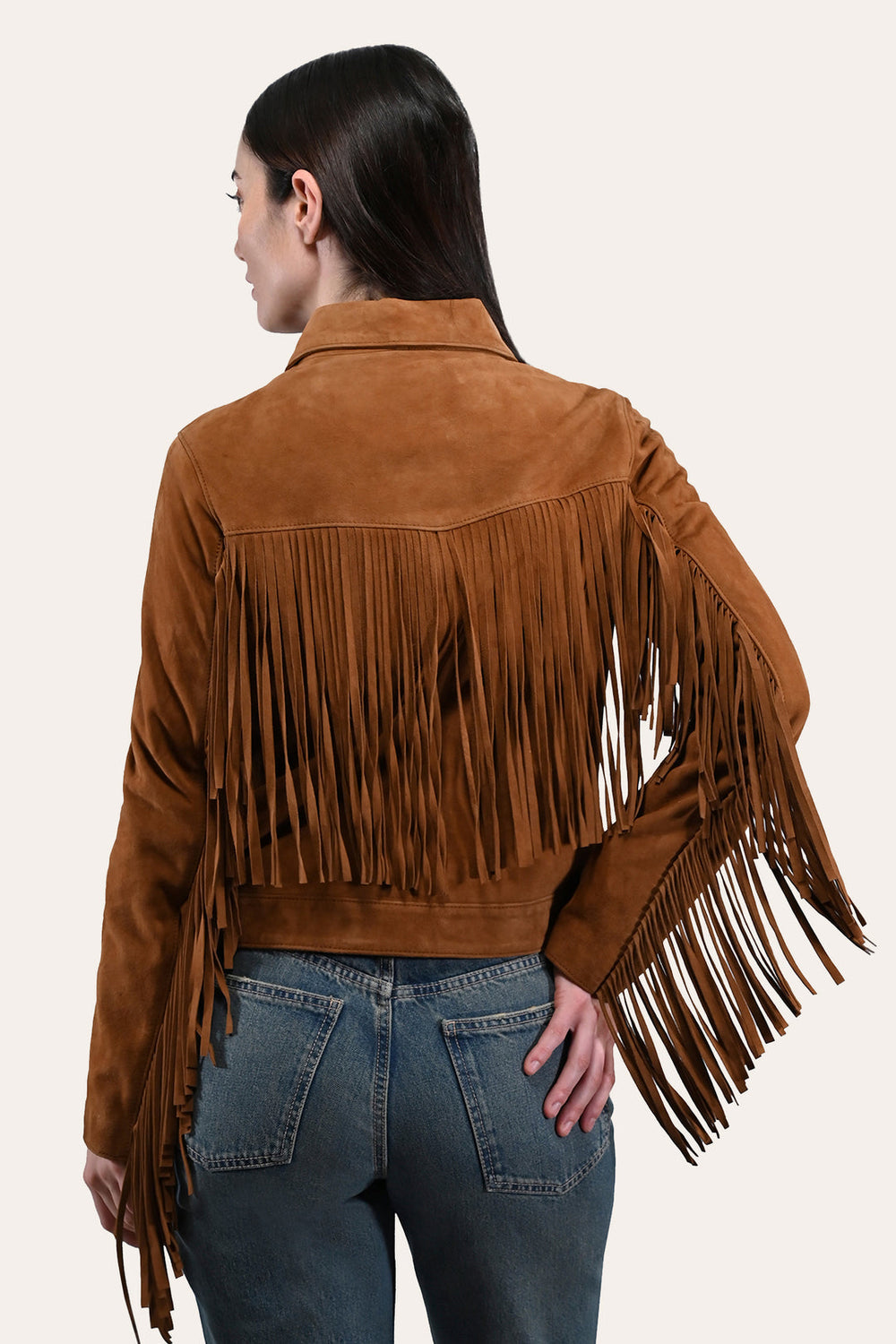 Frye Women’s Medium Brown Nash Fringed Suede Trucker Jacket Medium Brown