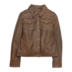 Frye Women’s Medium Brown Callum Trucker Leather Jacket Medium Brown