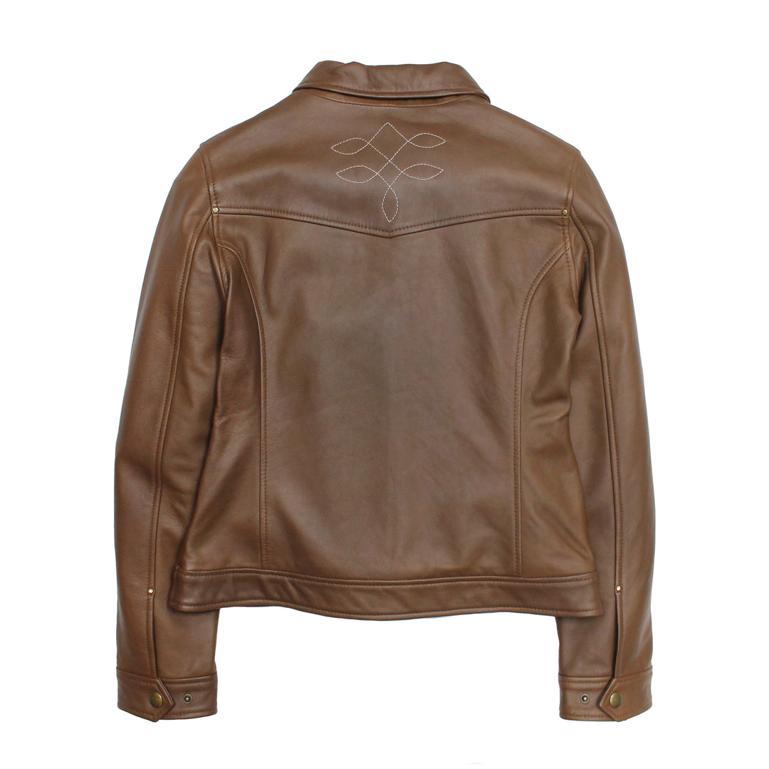 Frye Women’s Medium Brown Callum Trucker Leather Jacket Medium Brown