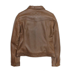 Frye Women’s Medium Brown Callum Trucker Leather Jacket Medium Brown