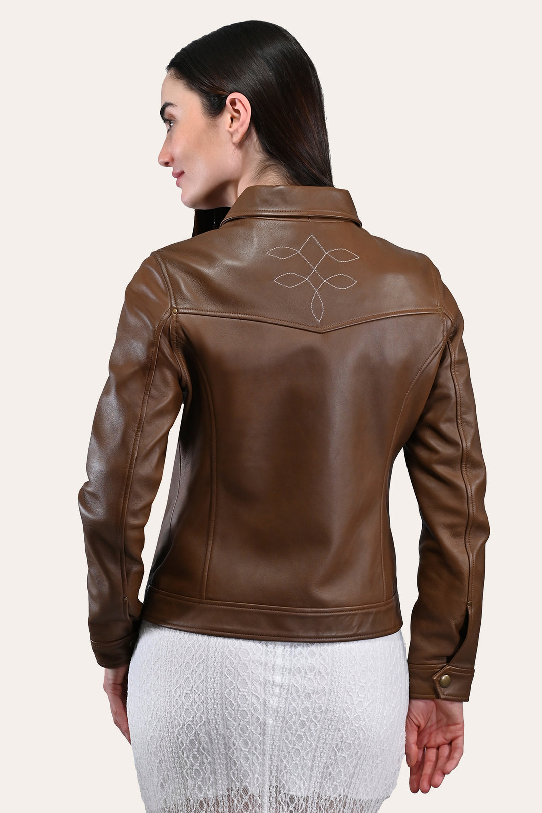 Frye Women’s Medium Brown Callum Trucker Leather Jacket Medium Brown